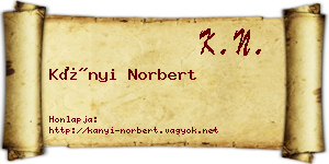 Kányi Norbert névjegykártya